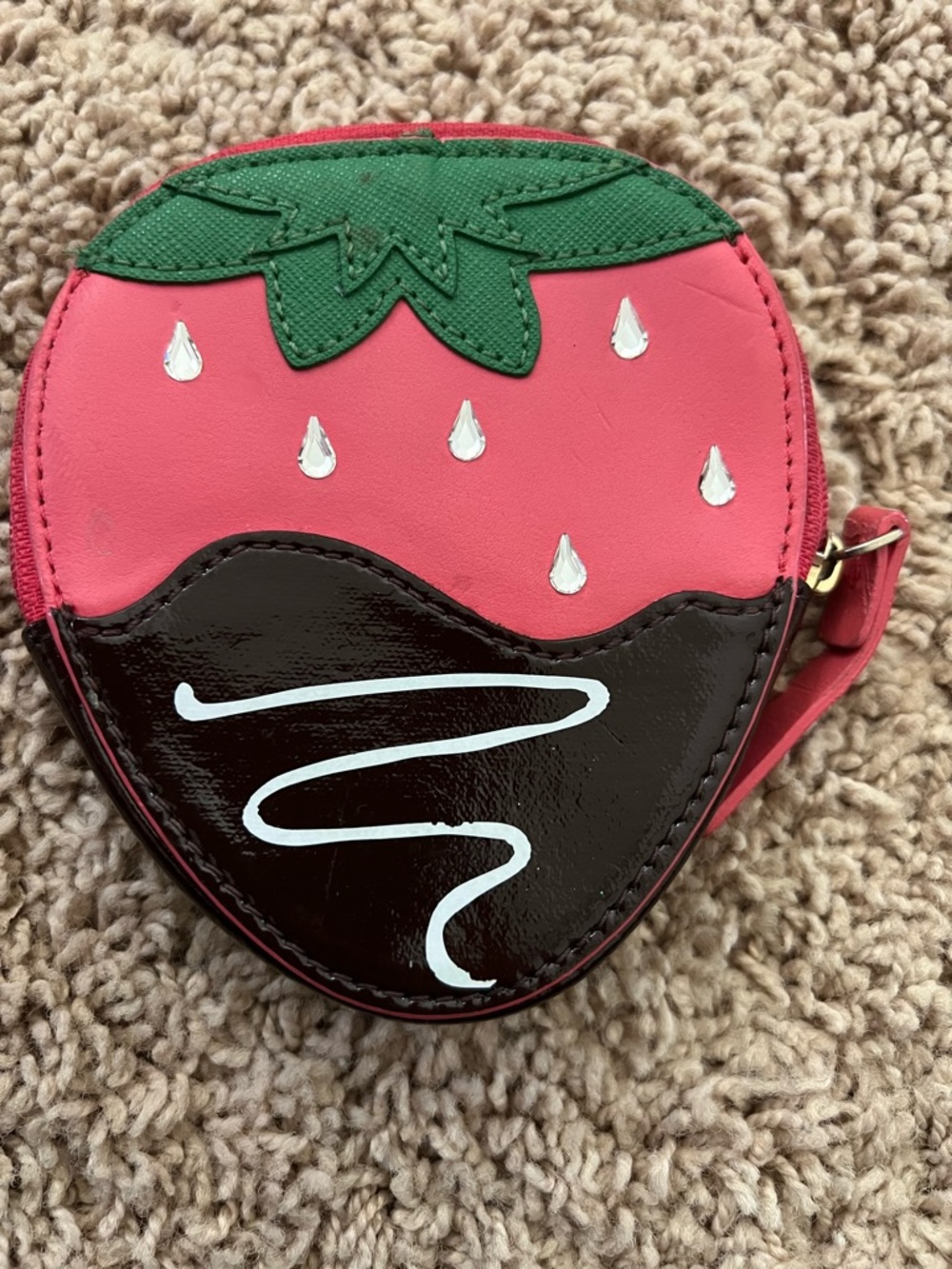 kate spade Red Coin Pouch with Logo Interior